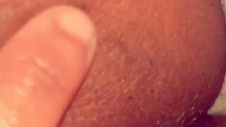 Black Teen playing with her bulky soaked snatch
