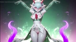 Oiled Gardevoir Sensually Touching Her Large Bazookas