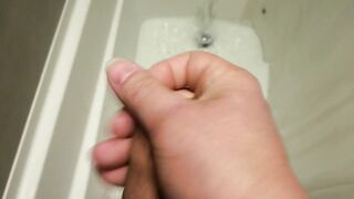 Wanking in a fresh shower....same result... ejaculation