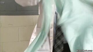 Doctor Mr Pete overpowers hawt blond patient Mona Wales and undresses her raiment then with large jock screws her snatch and anal screws her on mattress