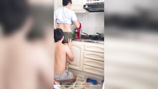 str8 stepdad screws me bareback in the kitchen when we are alone and cums in my booty anal creampie