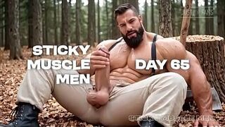 Sticky Muscle Dudes Day 65 Preview, AI-Generated Muscle Boyz, Large Jocks, Large Cum Loads