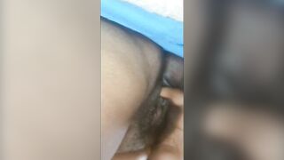 Black secretly playing around with her constricted snatch
