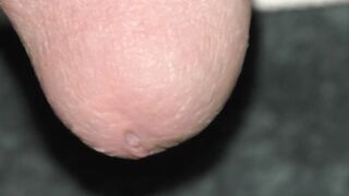 gravity pulls the precum out, dripping cum, ejaculation finish
