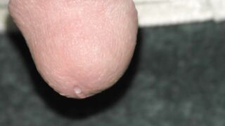 gravity pulls the precum out, dripping cum, ejaculation finish