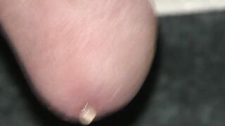 gravity pulls the precum out, dripping cum, ejaculation finish