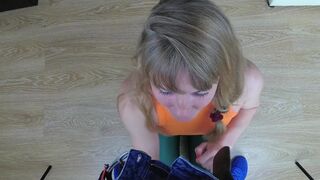THEY MEET ANOTHER TIME! His stepsister likes to suck a shlong and cum drink. POV