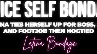 Office Self Bond: Secretary Latin chick Ties Herself up for Boss, Gives Blow job and Foot Job Then Hogtied HD