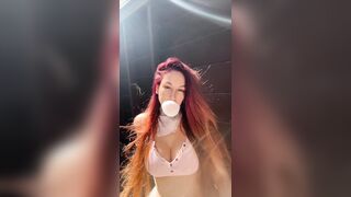 Artemisia Love Blowing Bubbles Outdoor and Smokin' a Cigarette