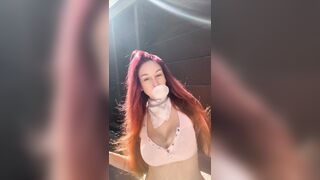 Artemisia Love Blowing Bubbles Outdoor and Smokin' a Cigarette
