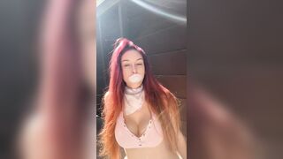 Artemisia Love Blowing Bubbles Outdoor and Smokin' a Cigarette