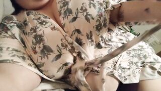 Quick tit flash in couch to tease