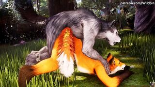 Ebony Werewolf screws and creampie cute Fur Foxy, hawt snatch lick- Wild Sin