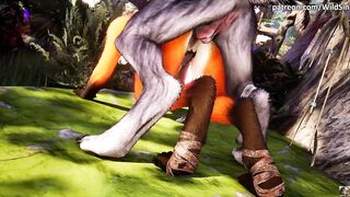 Ebony Werewolf screws and creampie cute Fur Foxy, hawt snatch lick- Wild Sin