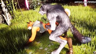 Ebony Werewolf screws and creampie cute Fur Foxy, hawt snatch lick- Wild Sin