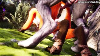 Ebony Werewolf screws and creampie cute Fur Foxy, hawt snatch lick- Wild Sin