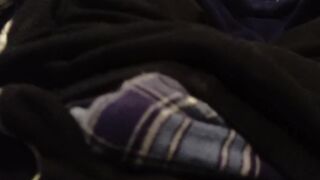 Blue plaid boxers no hands cum
