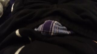 Blue plaid boxers no hands cum