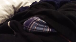 Blue plaid boxers no hands cum