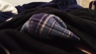 Blue plaid boxers no hands cum