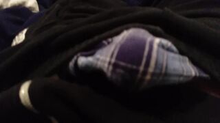 Blue plaid boxers no hands cum