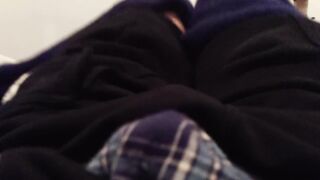 Blue plaid boxers no hands cum