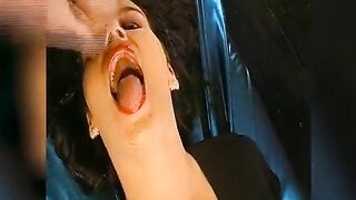 Brunette hair Floozy Gets Her Face Overspread in Cum