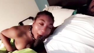 Black Large Booty Butt Love Deepthoat Supplicate to Get a Nice Mouth Training with Stepdaddy BBC Sloppy Oral