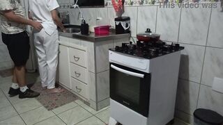 Maid had her booty used during the time that washing dishes.