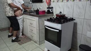 Maid had her booty used during the time that washing dishes.