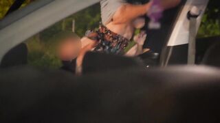 Real amateur, 3 DICKS in a parking. My 1ST CAR SEX experience turns into a gang fuck