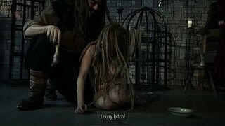 A wild stripped witch-brute is given a moist bone to gnaw on previous to that babe's hoisted up to be teased and oozes from each aperture (preview)