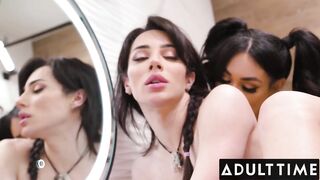 ADULT TIME - Bad Trans Hotties Caught Peeping In The Shower Get 3some ANAL POUNDING + FACIAL!