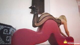 Hawt Golden-haired PAWG in Bodystocking Teases with her hawt moves at the hotel... This chab didnt know this babe had these cowgirl skills