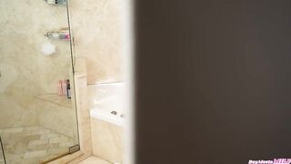 FULL CLIP - Stepson Caught Spying on Breasty Black Mamma Tia Maria in The Tub and That babe asks Him to Join Her