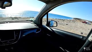 Fit gal caught me stroking in the car and offered to assist - I cum in her throat!