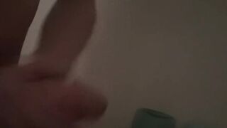 Chunky cocked teen jerks off hard and fast in shower