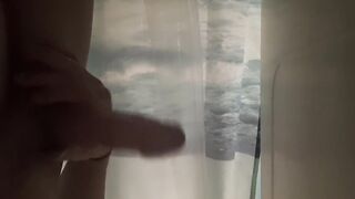 Chunky cocked teen jerks off hard and fast in shower