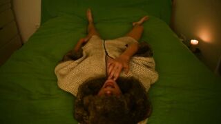 hawt amateur masturbating and groan on the daybed wearing yiff coat