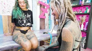ANAL TRIO during TATTOO session