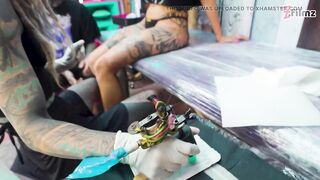 ANAL TRIO during TATTOO session
