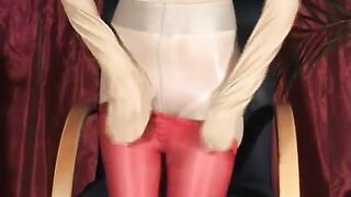 Hawt Beauty In Wolford Neon Shiny Leggins Multilayering