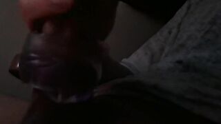 Sexually excited edging man masturbating