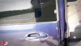 Obedient Bitch Blindfolded, Undressed and Used During the time that Driving on the Highway!
