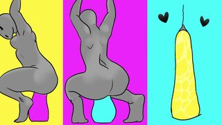 animated cutie taking toy up butt
