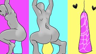 animated cutie taking toy up butt