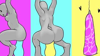 animated cutie taking toy up butt