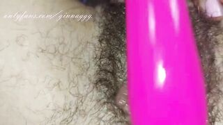 Soaked Bushy Twat Masturbating with Dildo Close up Amateur Russian Model mother I'd like to fuck Ginnagg