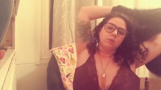 big beautiful woman Smokes a Bowl then Shoves 2 Toys in her Snatch