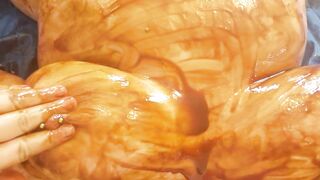 big beautiful woman gets Obscene Chocolate Syrup WAM